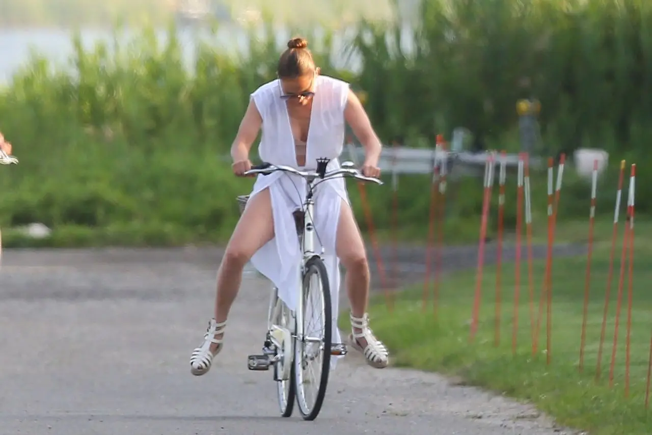 Jennifer Lopez Bike Ride Stills in The Hamptons in New York